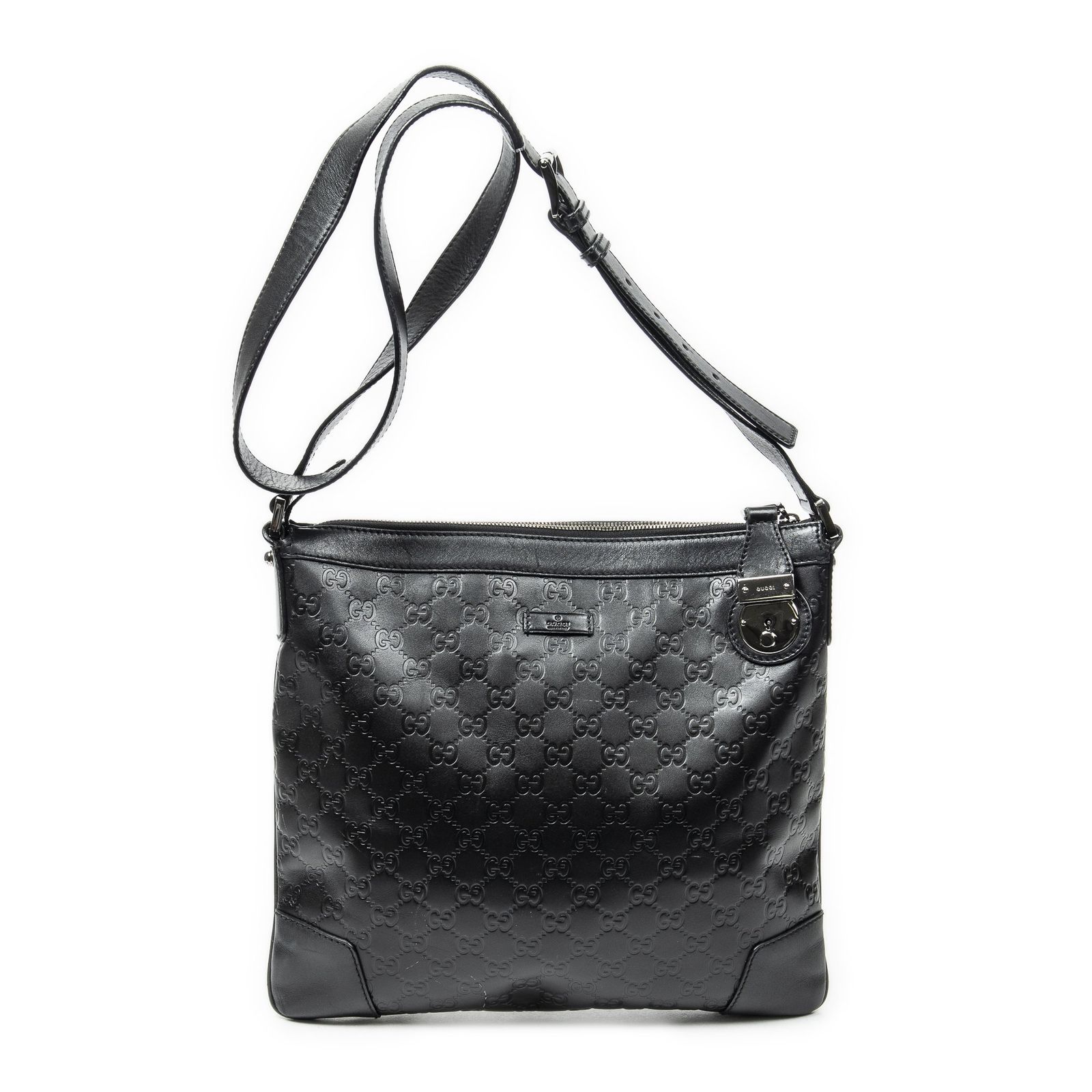 [中古] GUCCI グッチジップメッセンジャー黒グッチッシマA