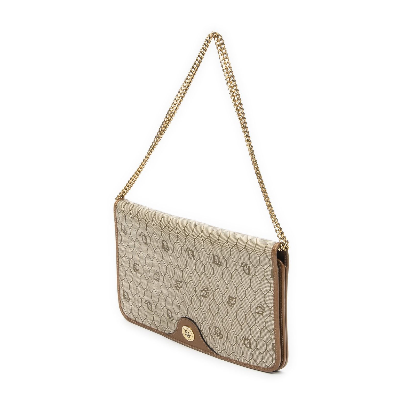 中古] DIOR ディオールヴィンテージ フラップ クラッチベージュ/タン 