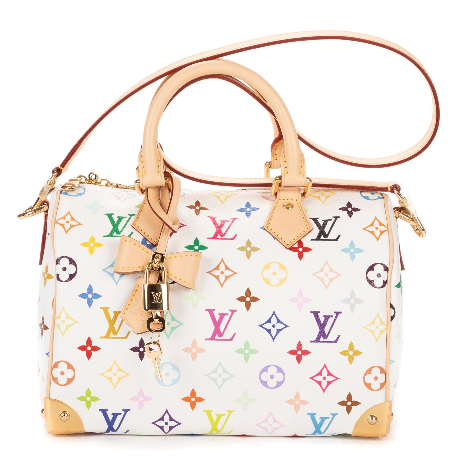 [中古] LOUIS VUITTON ルイヴィトンLtd. Ed. LV x Takashi Murakami Speedy Bandouli?re 25白、マルチカラーマルチカラーのモノグラムN