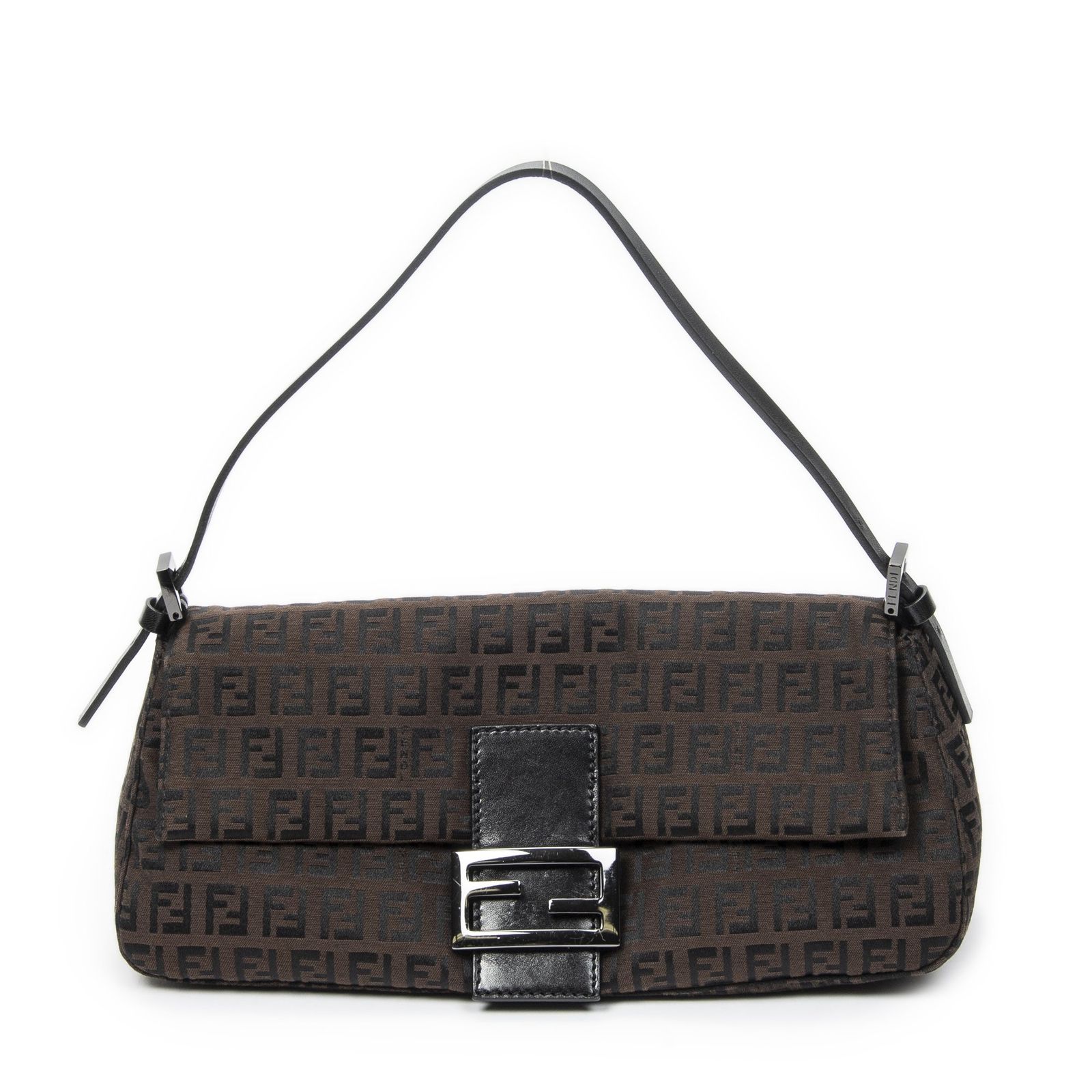 [中古] FENDI フェンディRectangular Flapダークブラウン/ブラックズッキーノキャンバスA