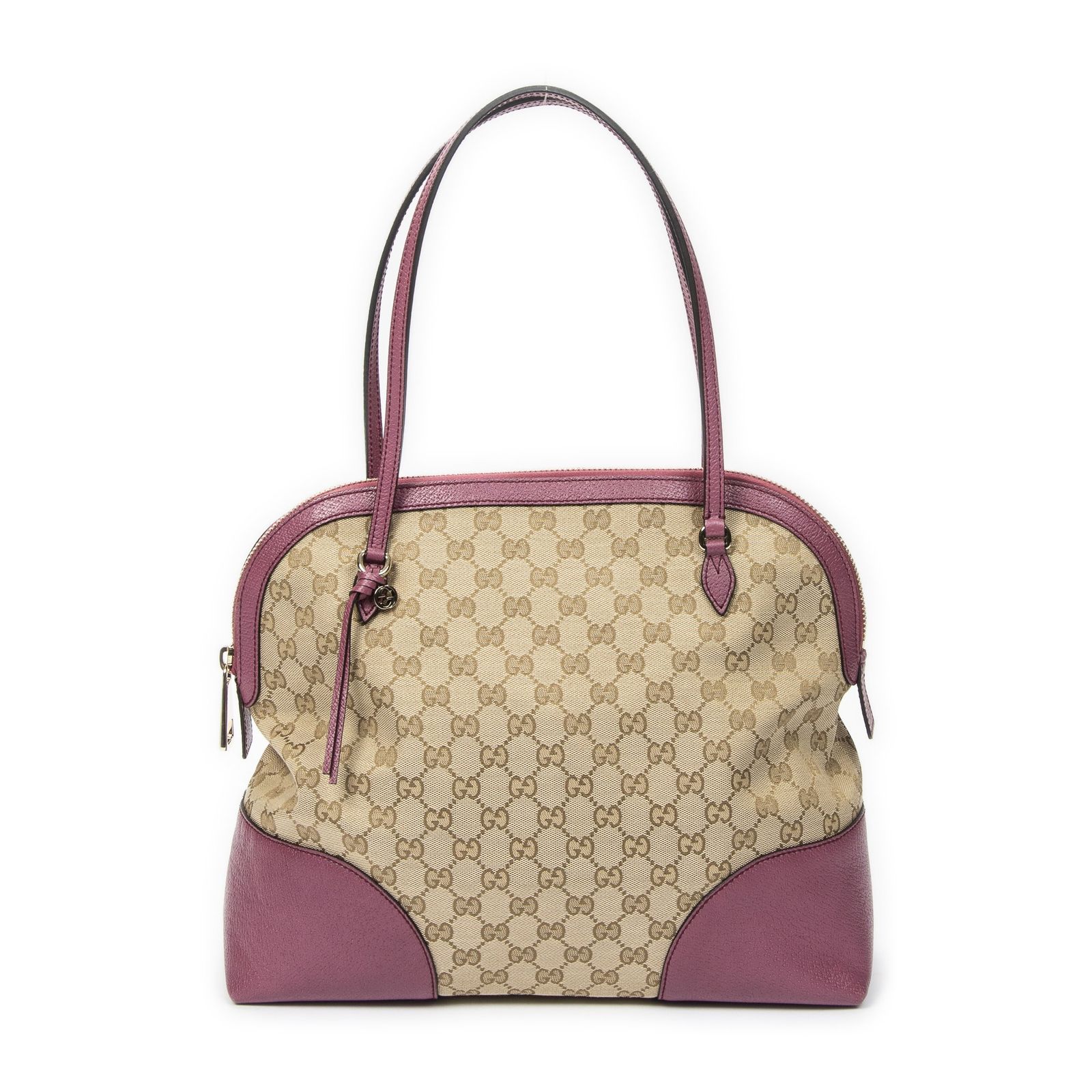 [中古] GUCCI グッチBree Dome Toteベージュ、紫GGキャンバスA