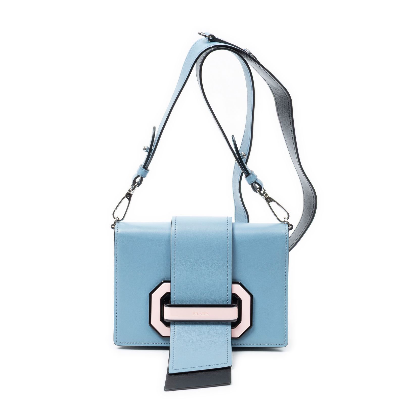 [中古] PRADA プラダPlex Ribbon Geometric Bag青、ピンクカーフスキンレザーA