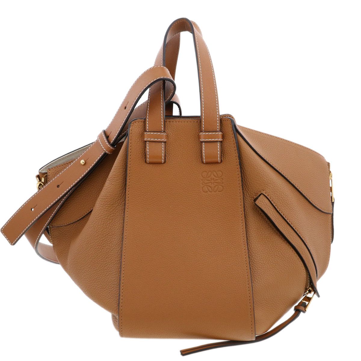 LOEWE ロエベ ハンモック スモール バッグ ハンドバッグ 387.12 レディース レザー ブラウン 中古
