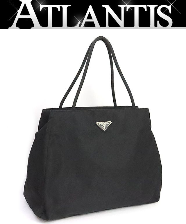 広尾店】プラダ PRADA 三角ロゴ トートバッグ ナイロン 黒 【19378