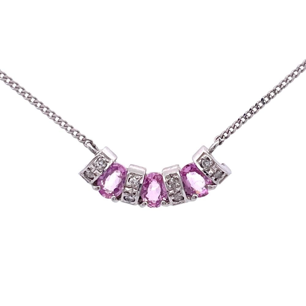 ネックレス ピンクサファイア 0.62ct Pt900 3.7g Pt850 デザイン ジュエリー【中古】