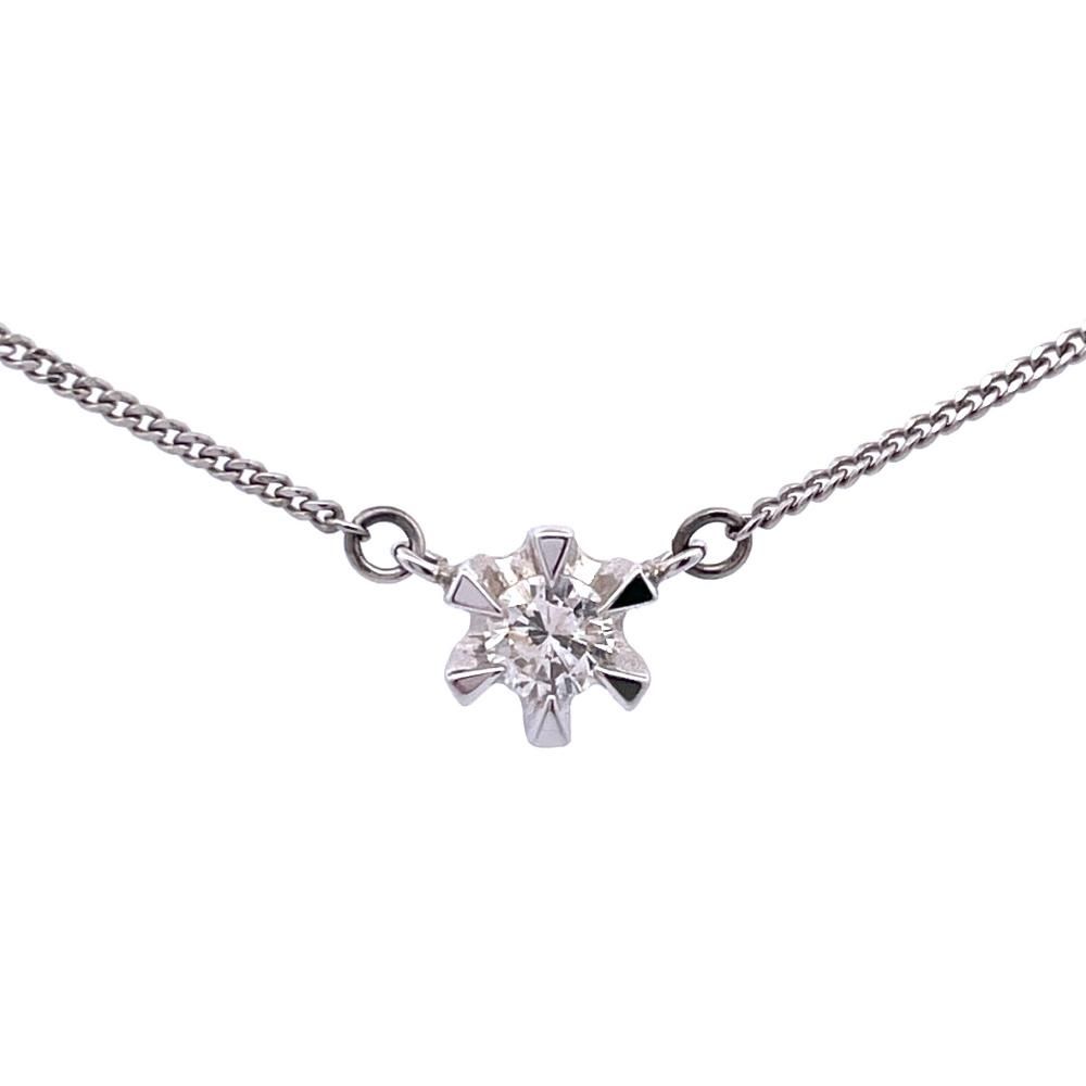 スタッド ネックレス ダイヤモンド 0.19ct Pt850 2.9g デザイン ジュエリー【中古】