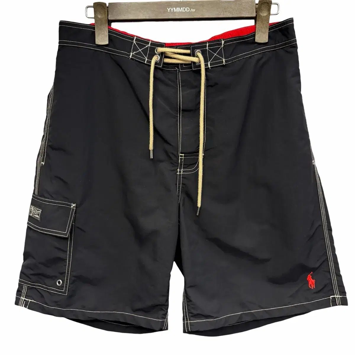 ポロラルフローレン 白 スティッチ 黒 Swim パンツ M