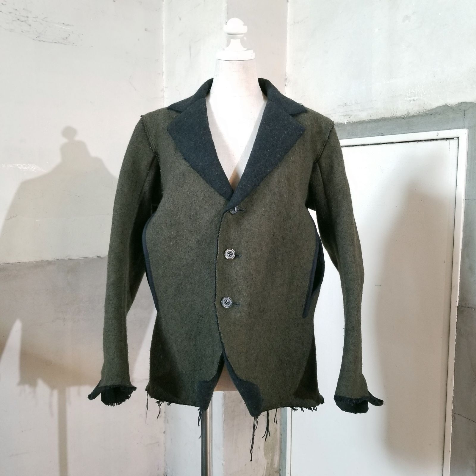 90s ヨージヤマモト archive ビンテージ ウール ギャルソン モード Yohji Yamamoto FEMME 95aw 圧縮ウールジャケット S ヨウジヤマモト
