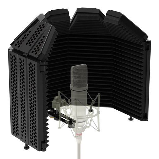 XTUGAリフレクションフィルターマイク防音シールド折り畳み式吸音材ボーカル録音放送用放送用リフレクションフィルター録音吸音材(五つ折り)