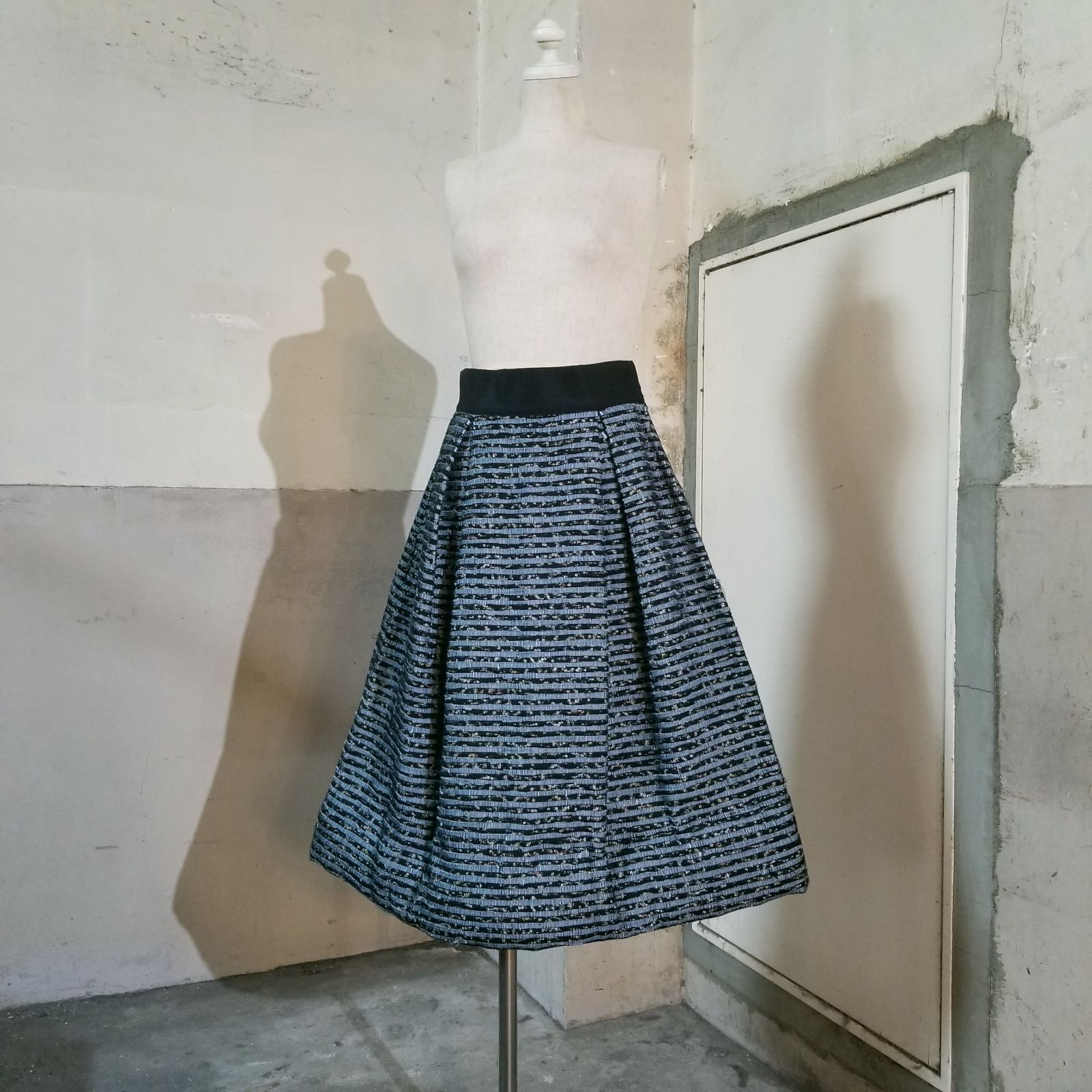 LIMI feu 09aw ミックスボーダー ボックスプリーツスカート S リミフゥ