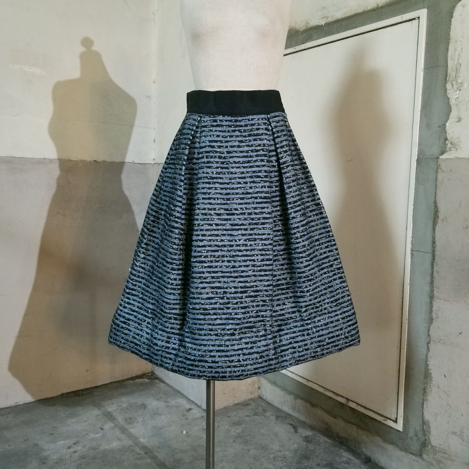 LIMI feu 09aw ミックスボーダー ボックスプリーツスカート S リミフゥ