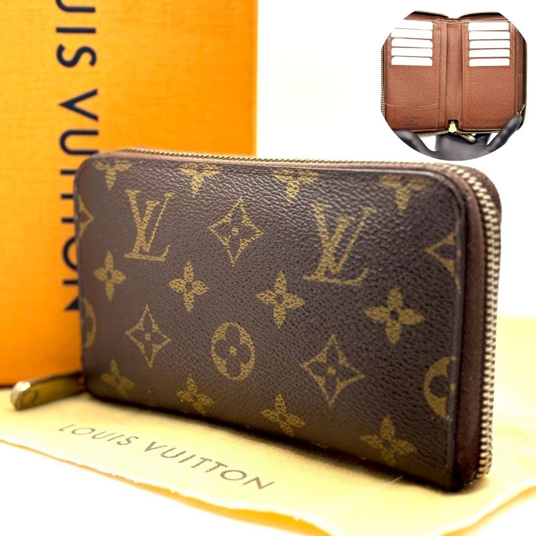【余白に品を宿す】　LOUIS VUITTON　モノグラム ジッピーコンパクトウォレット ラウンドファスナー 10カード M40499　ブラウン