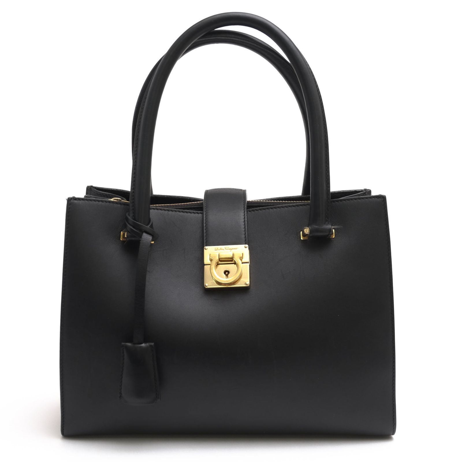 フェラガモ／Salvatore Ferragamo バッグ ハンドバッグ 鞄 トートバッグ レディース 女性 女性用 レザー 革 本革 ブラック 黒 AU-21 D658 Juliette ジュリエット ガンチーニ金具 フォーマルバッグ 冠婚葬祭