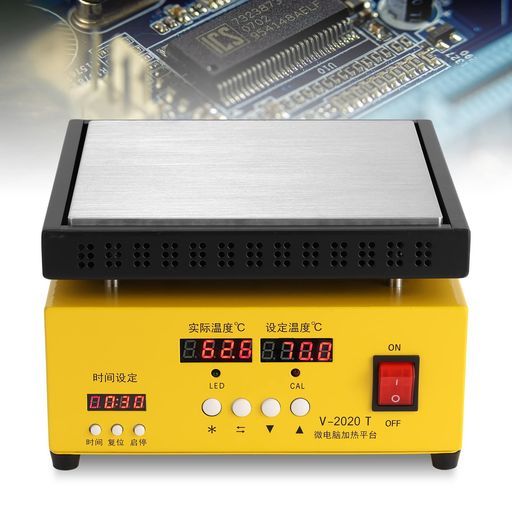 Poafamx恒温ホットプレート予熱ステーション20*20cm110vデュアル温度表示室温-400°C高精度自動アラーム加熱速い加熱均一恒温ホットプレ