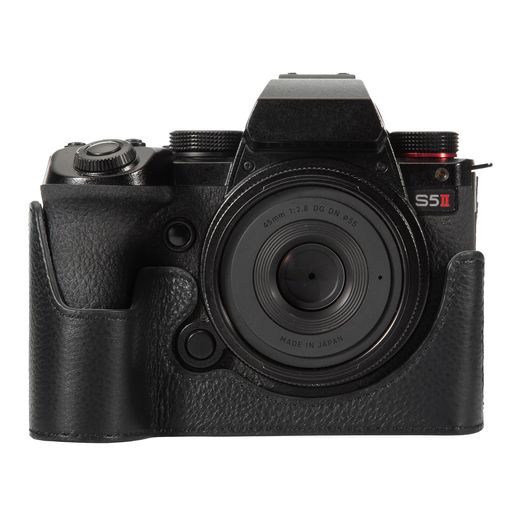 PanasonicLumixS5ii専用レトロな本革(牛革)手作りのハーフケースカメラ保護カバー適用LumixDC-S5II三脚取り付け可能キズ・摩耗