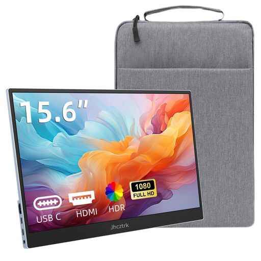 15.6インチモバイルモニターフルHD1080PIPSパネルHDR10対応ポータブルディスプレイUSB-CPD給電HDMIワンケーブル接続内蔵スピーカ