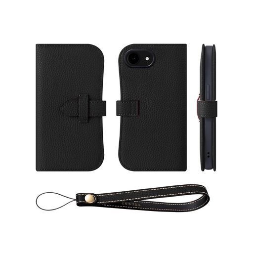 COGUREスマホケースiPhone16e用手帳型ケース本革ベルト付きカード収納ストラップ落下防止スタンド機能TPUケース耐衝撃磁石なしギフトボックス