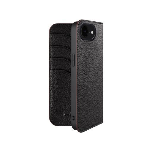 COGUREスマホケースiPhone16e用手帳型ケースダイアリーケース本革カード収納TPUケース耐衝撃磁石なしギフトボックス付きCOPDEブラック