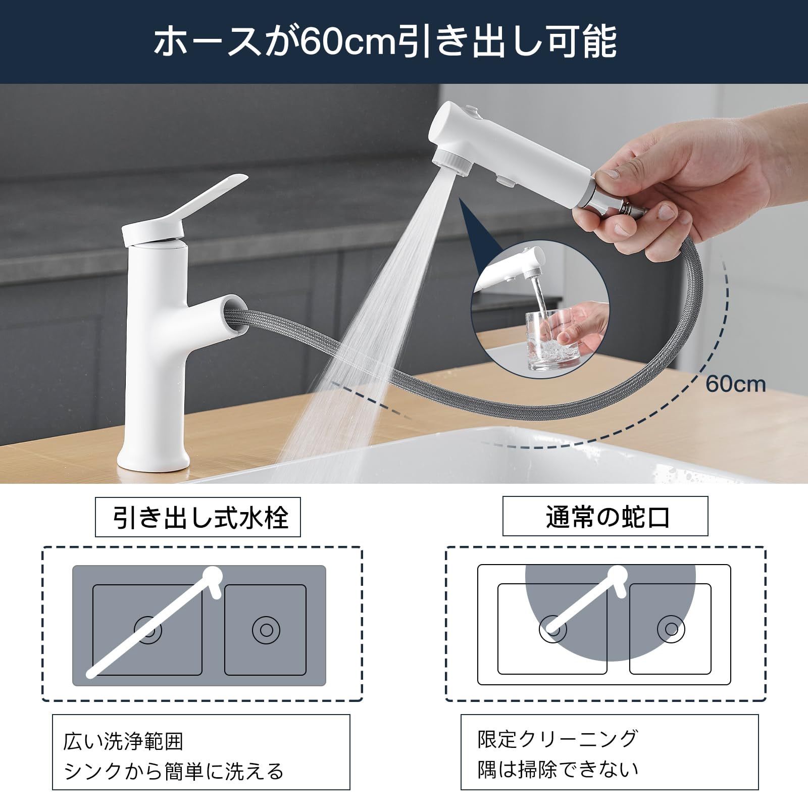 洗面台 蛇口 洗面台 水栓 噴水機能付き 洗面 混合水栓 シングルレバー 