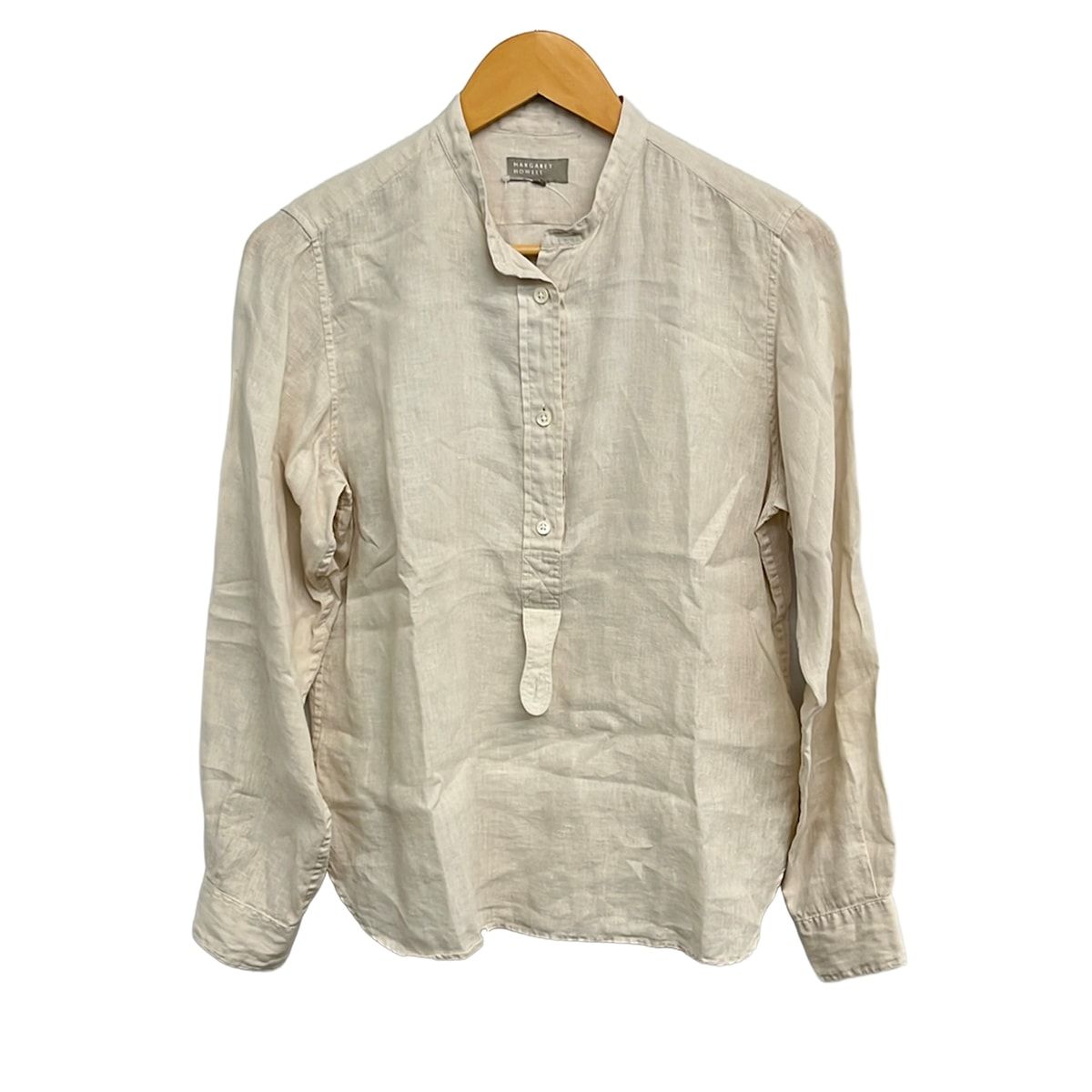 ☆美品☆マーガレットハウエル　ラウンドカラーシャツブラウス　旧タグ　ナチュラル系 MargaretHowell(マーガレットハウエル) 長袖シャツブラウス サイズ1 S