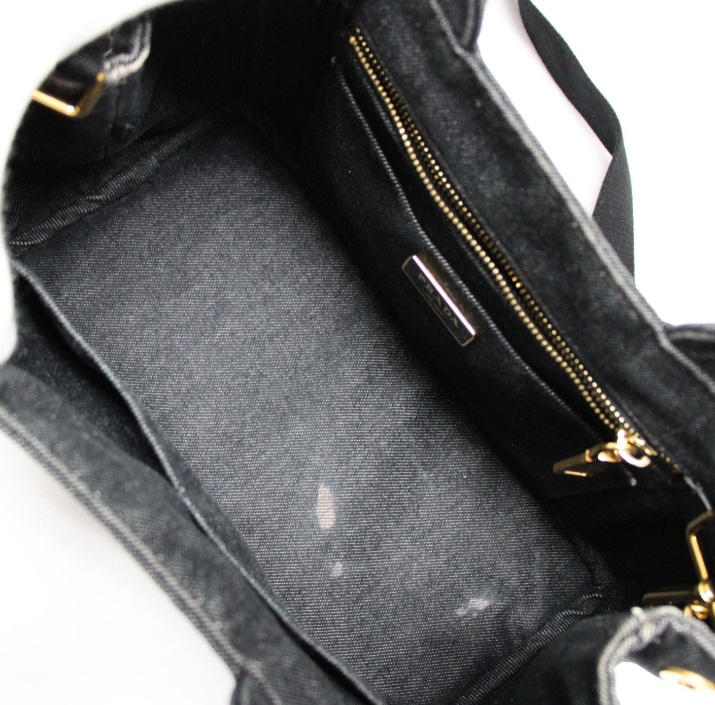 プラダ PRADA カナパ ミニ 2WAYトートバッグ ミニ デニム 黒 【75041