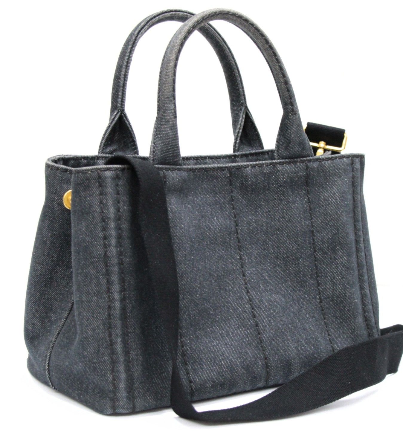 PRADA プラダ カナパ プラダ PRADA カナパ ミニ 2WAYトートバッグ ミニ デニム 黒 【75041