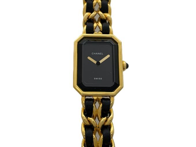 CHANEL シャネル ウォッチ プルミエールS 時計 H0001 腕時計 本革/GP GP ブラック クオーツ ブラック文字盤 レディース【中古】436