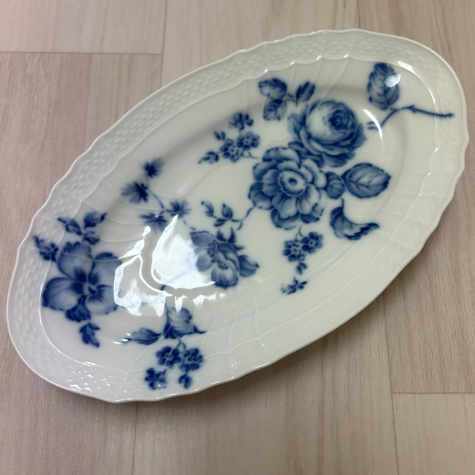 美品 リチャードジノリ ローズブルー オーバル プレート 楕円