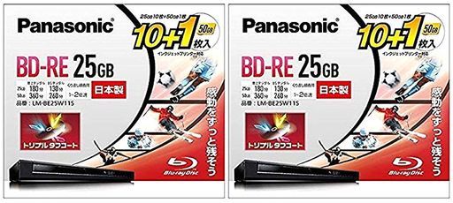 【2個セット】パナソニック2倍速ブルーレイディスク(書換)25GB10枚+50GB1枚PLM-BE25W11S?2個セット
