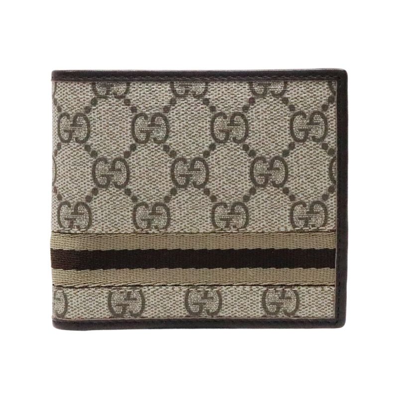 グッチ GGスプリーム 2つ折り 財布 ウェブライン シェリーライン GG柄 メンズ GUCCI