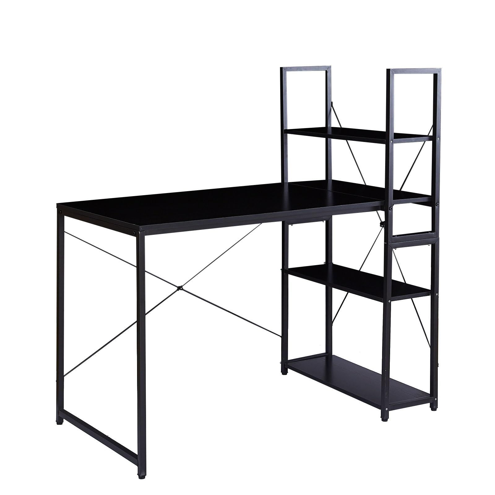 CICINELL パソコンデスク 幅115×奥行48cm ラック付き 収納 A4対応 可動