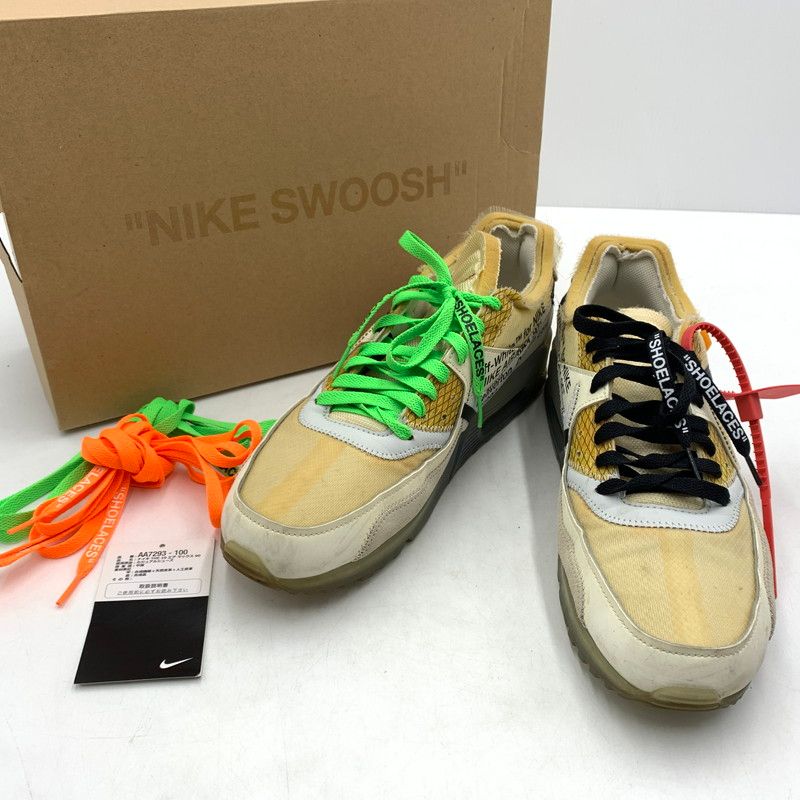 【現状渡し品】 NIKE ナイキ × OFF-WHITE オフホワイト 別注 コラボ THE TEN AIR MAX 90 AA7293-100 エアマックス90 スニーカー 靴 【160-260618-ko-13-tei】