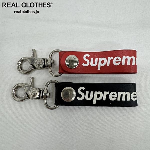 Supreme/シュプリーム レザーキーホルダー レッド/ブラック 2点セット
