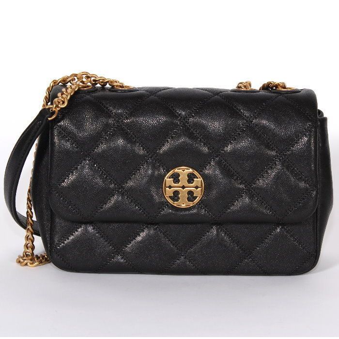 TORY BURCH トリーバーチ ウィラ スモール ショルダーバッグ 148243 ブラック/Black/001 ダイヤモンドキルト レザー ロゴメタル 2WAY クロスボディ 斜め掛け かばん 鞄 レディース ユニセックス 【新品・本物】 売れ筋
