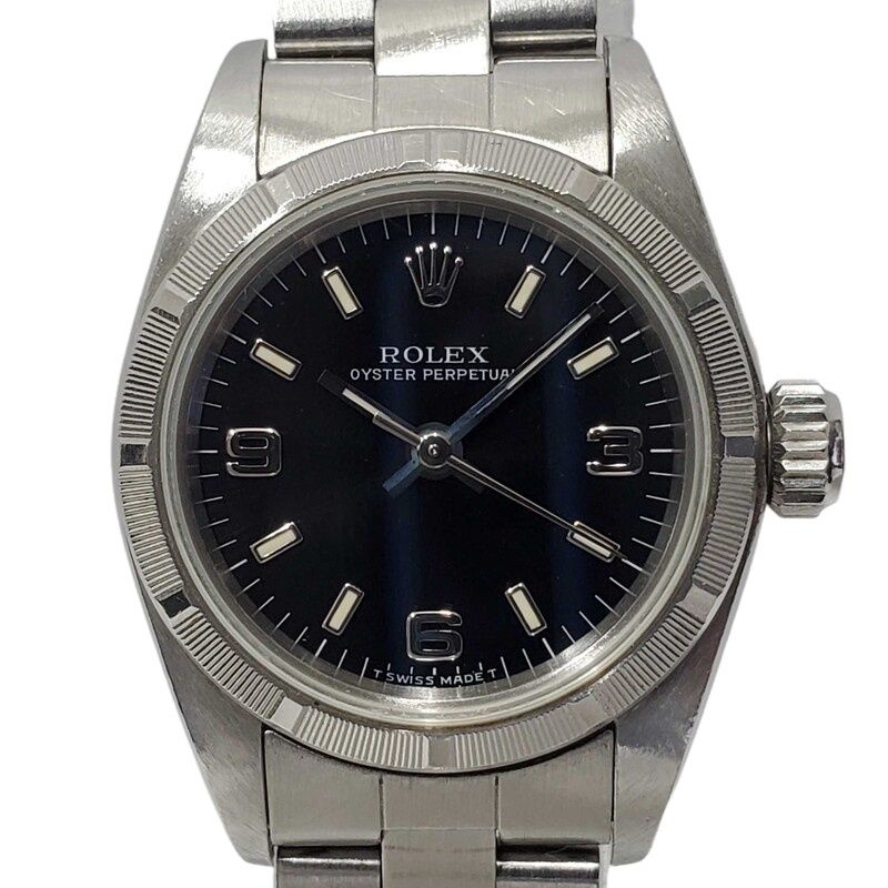 ROLEX ロレックス オイスターパーペチュアル 67230 腕時計 レディース 自動巻き ブラック文字盤 動作品 【中古】 32606R53