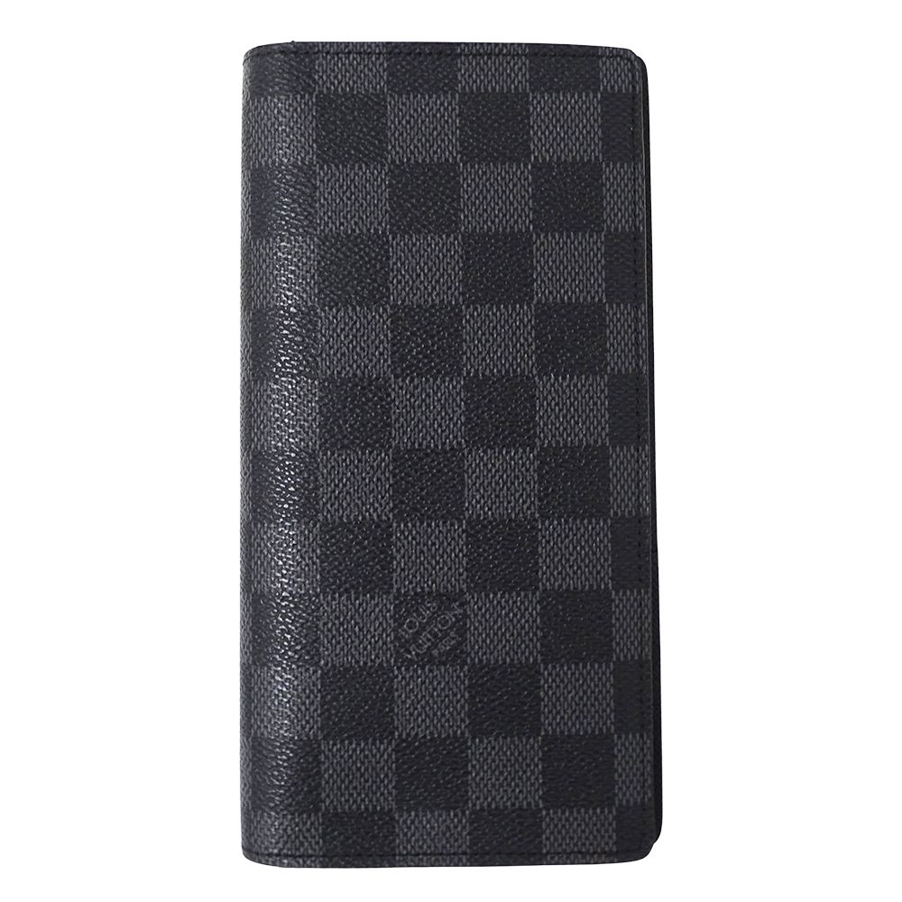 ルイ・ヴィトン LOUIS VUITTON 財布 ダミエ グラフィット メンズ ブランド 長財布 ポルトフォイユ ブラザ N62665 ブラック 二つ折り おしゃれ 【中古】