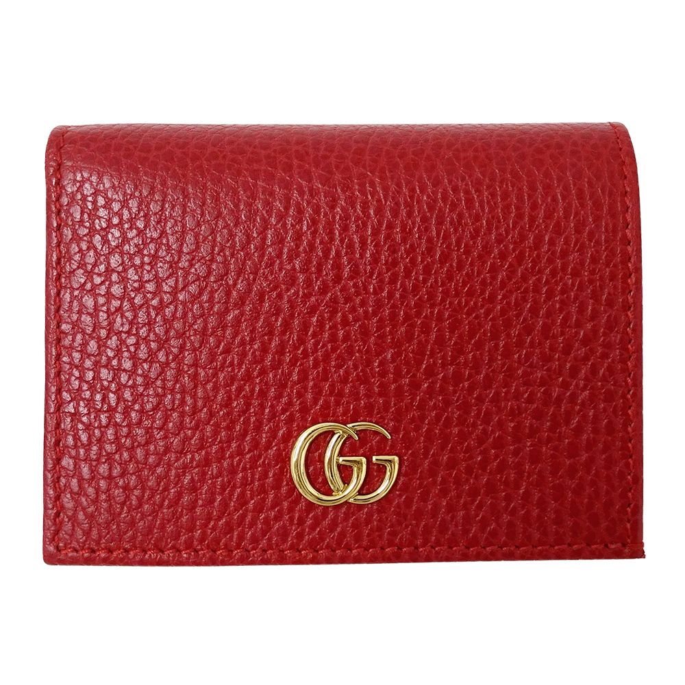 グッチ GUCCI 財布 レディース ブランド 二つ折り財布 プチマーモント レザー レッド 456126 赤 ミニ財布 コンパクト 小さめ おしゃれ 【中古】