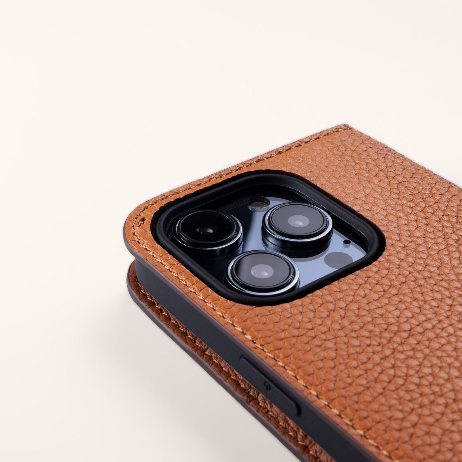COGURE 互換 iPhone 17 ケース 手帳型 本革 PDE オレンジ