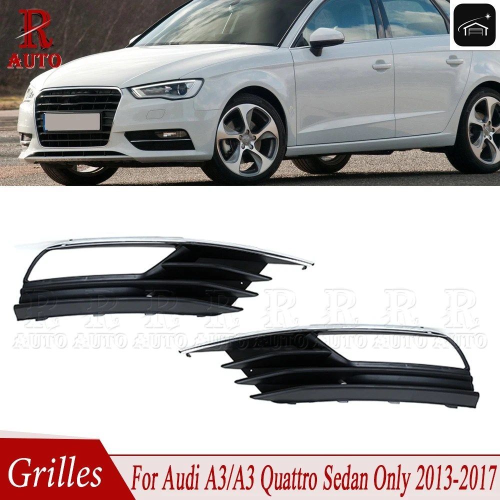アウディ A3 クワトロ セダン 2013 - 17 8V5807681A 8V5807682A 車のフロントバンパー フォグライトカバー フォグランプ グリル カスタムパ