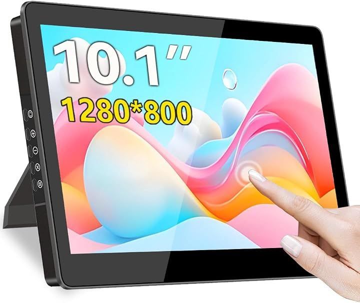 Cuview タッチモニター IPS 1280x800 小型USB-Cサブディスプレイ 10点タッチ HDMI VESA デュアルスピーカー ミニモニターノートPC/PC/Raspberry Pi/3Dプリンター対応 (ブラック, 10.1)