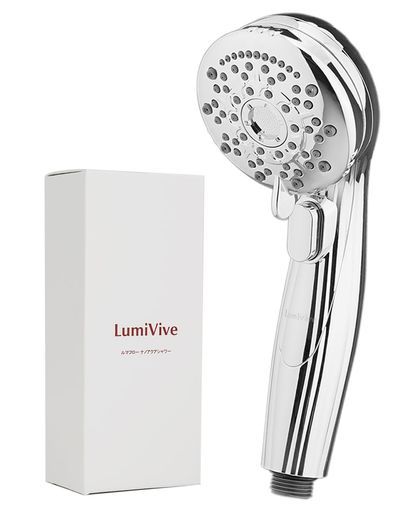LumiViveシャワーヘッド高水圧マイクロナノバブル節水塩素除去ファインバブル保温保湿毛穴の汚れ対策美肌4種変換アダプター付きフィルター内蔵(シルバー)