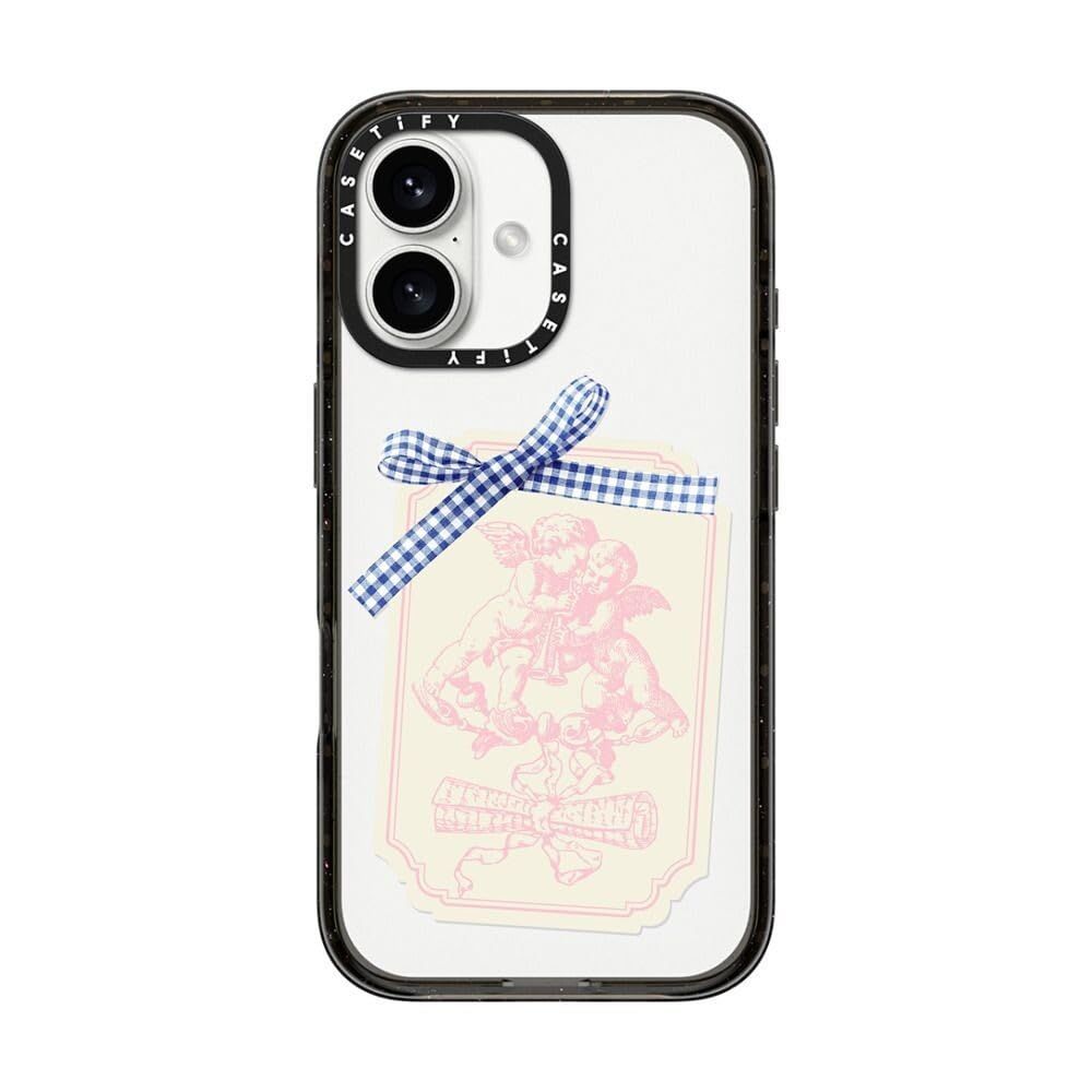 CASETiFY インパクト iPhone 16 ケース [スリム / 2.5mの落下試験をクリア (MIL規格4倍相当) / ワイヤレス充電に対応] - Coquette Journal - クリア ブラック