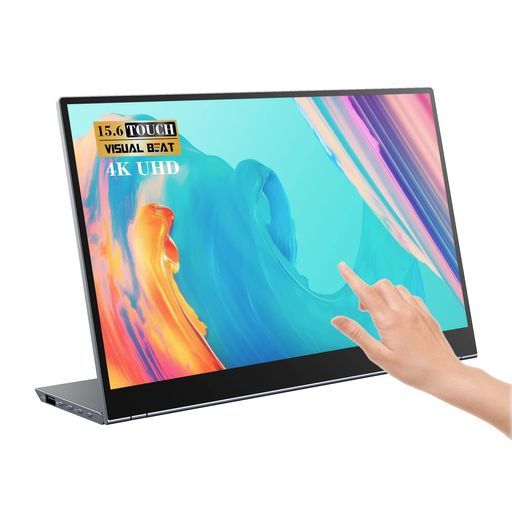 VisualBeat15.6インチ4Kモバイルモニタータッチ搭載UHDIPSHDR100%sRGBUSB-C・HDMIポータブルモニターデュアルスピーカーアルミ合金製ノートPC・スマートフォン・ゲーム機用
