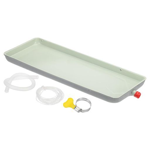 PATIKILエアコンドリップトレイ32x9.4インチ(81x24cm)亜鉛メッキポータブルユニバーサルエアコンドレインパンドレンホール&ホース付き屋内外スプリットACユニット用