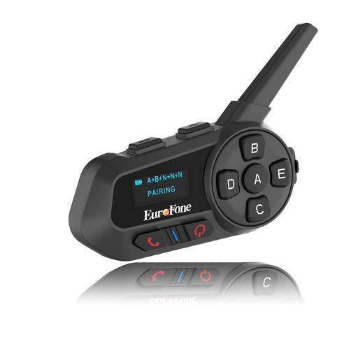 EuroFoneバイクインカムS6-Aバイク用インカムLEDスクリーン付き自動で応答6台接続2人同時通話連続使用22時間最大1200m通信通信自動復帰Bluetooth5.1HI-FI音質音楽共有FMラジオ