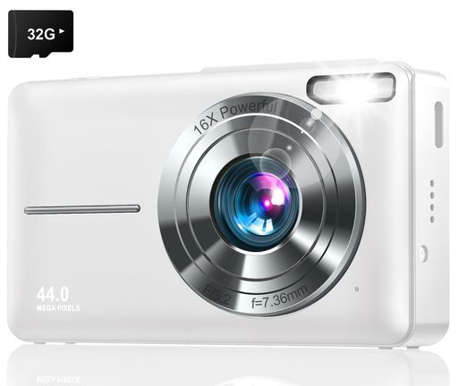 Lecranデジタルカメラ4400万画素デジカメ1080P動画AF機能搭載手ブレ補正ギフトプレゼント修学旅行子供初心者向けUSB-Cホワイト