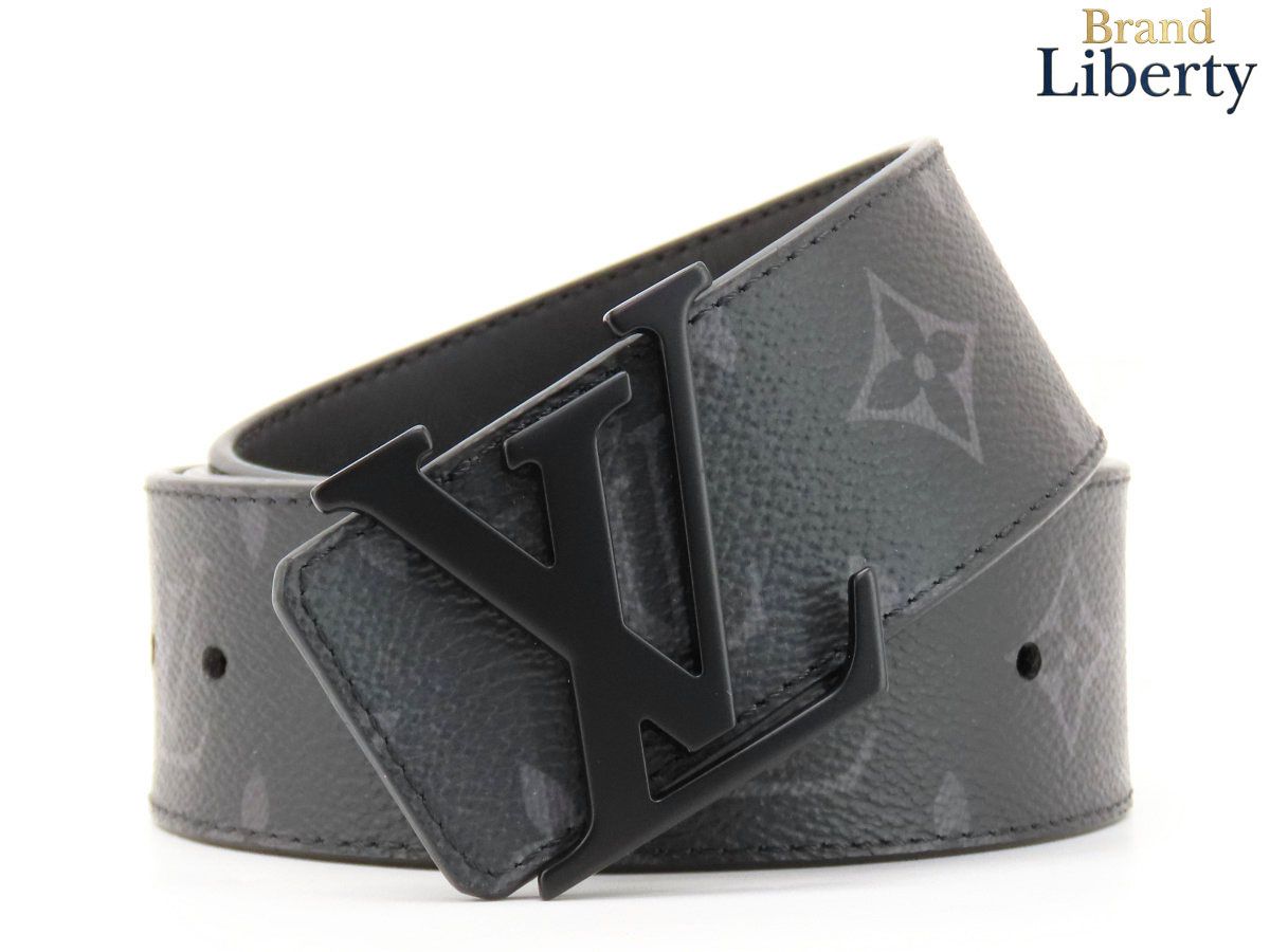 【ほぼ新品】ルイヴィトン LOUIS VUITTON モノグラム エクリプス サンチュール LV イニシャル 40MM ベルト 95/38 ノワール ブラック マットブラック バックル モノグラムエクリプスキャンバス カーフレザー M0449