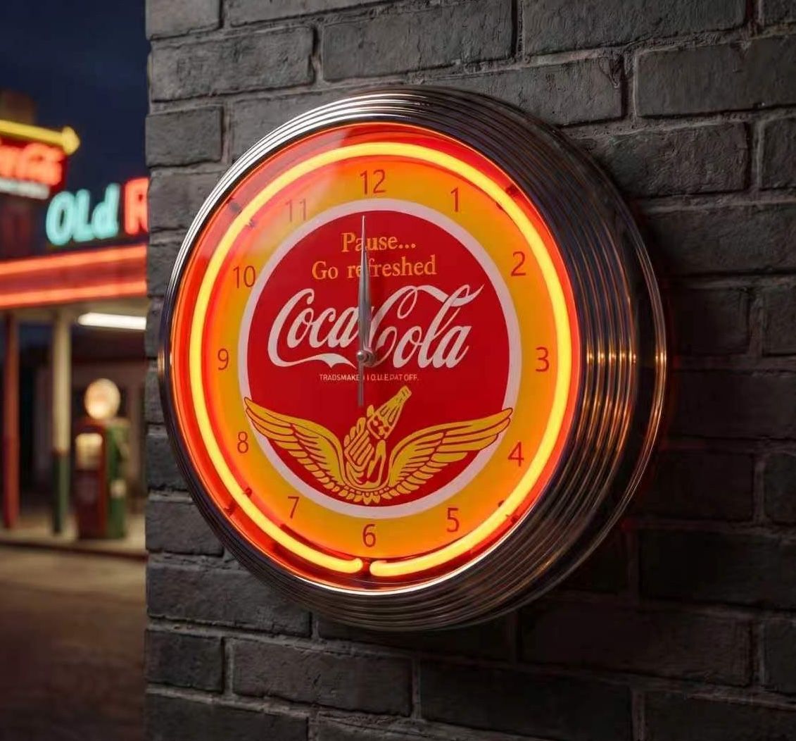 壁掛け 時計 コカ コーラ ネオン ビンテージ HOT ROD 看板 インテリア