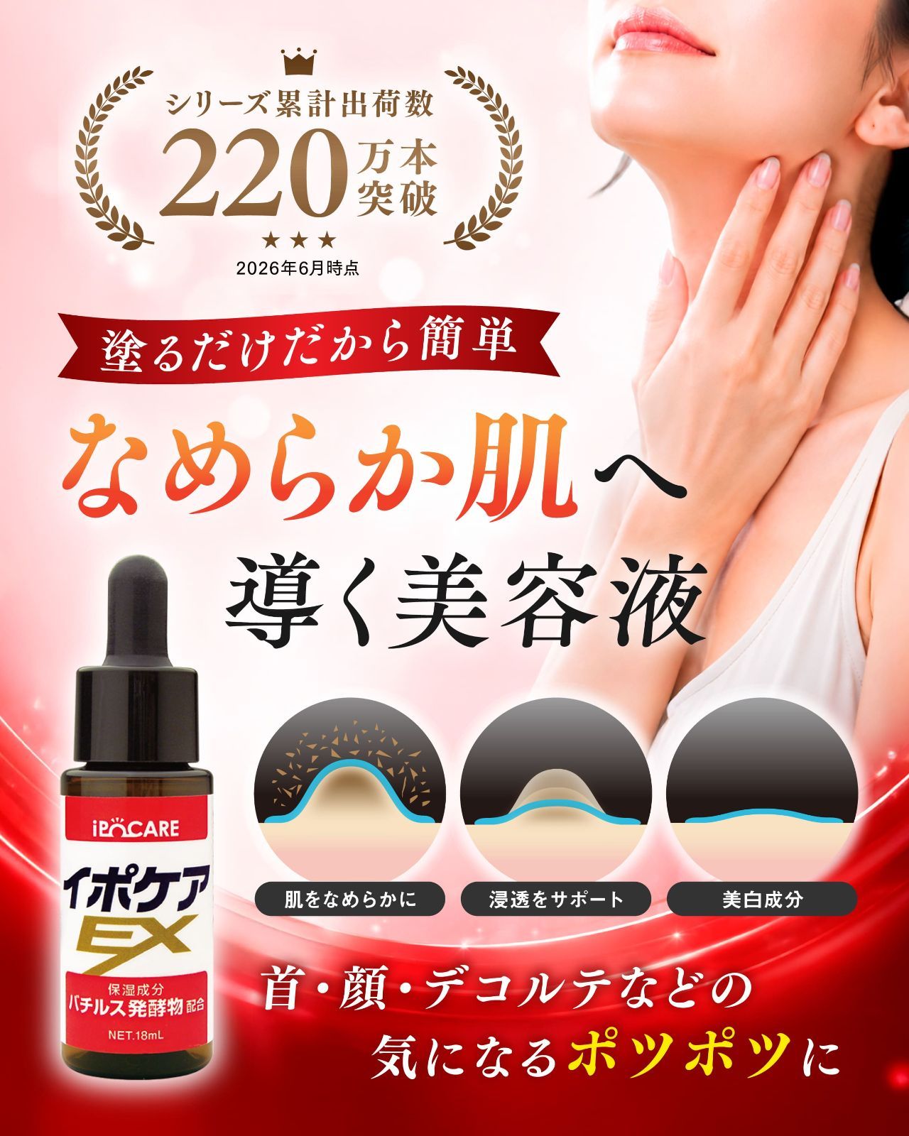 公式】イポケアEX 18ml イボ取り 自宅で簡単 角質ケア 美容液 顔 首 