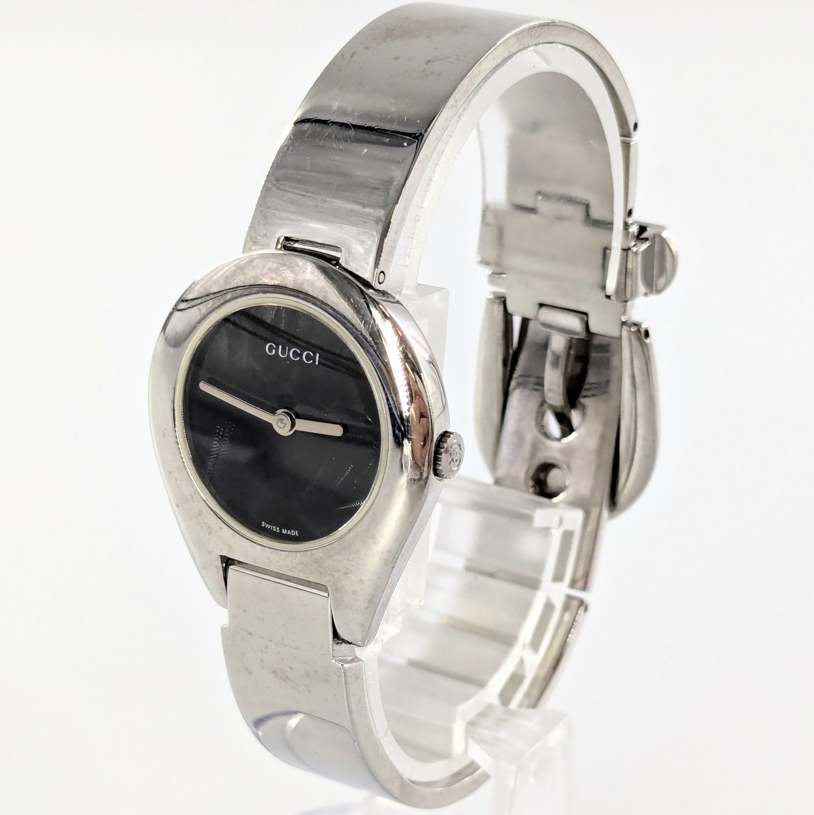 GUCCI グッチ 6700L バングルウォッチ SS/QZ ブラック文字盤 レディース時計 稼働品【QG-153】